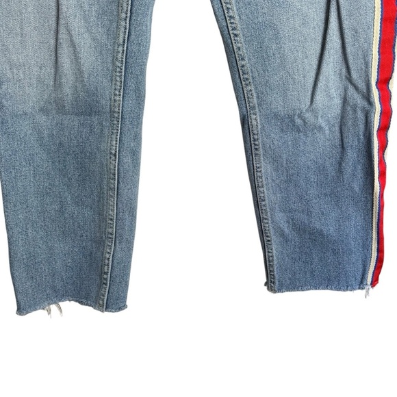 Zara Authentic Denim TRF Straight Cropped Jeans Medium Wash Side Stripe Size 4 - Picture 11 of 16